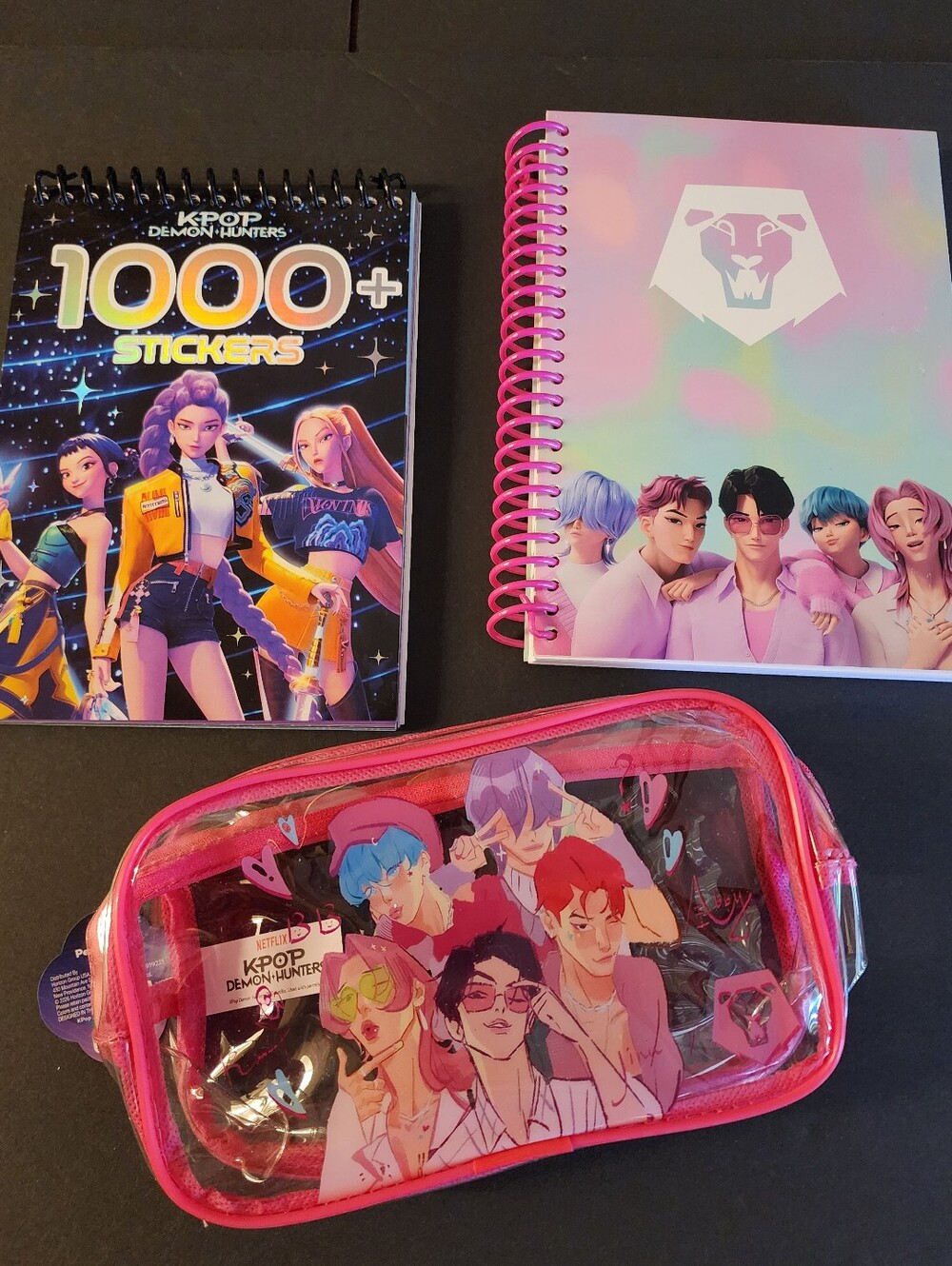 New KPop Demon Hunters Note Book, 1000 Stickers, School Supplies Zip Pouch